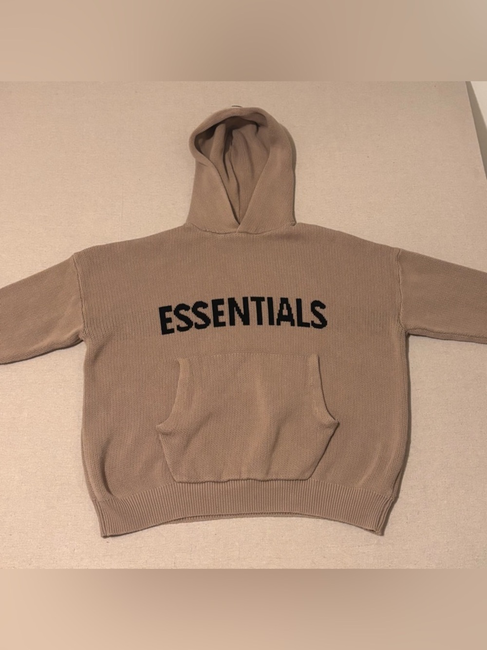 Fear Of God Essentials Tan Oatmeal Knit Hoodie